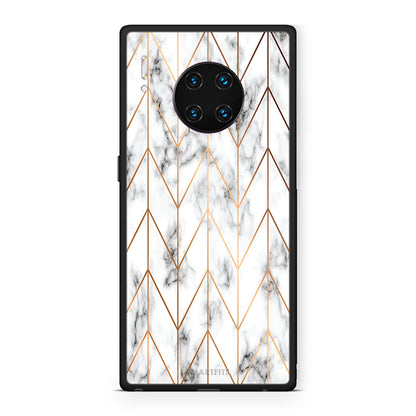 44 - Huawei Mate 30 Pro Gold Geometric Marble case, cover, bumper