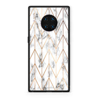 Thumbnail for 44 - Huawei Mate 30 Pro Gold Geometric Marble case, cover, bumper