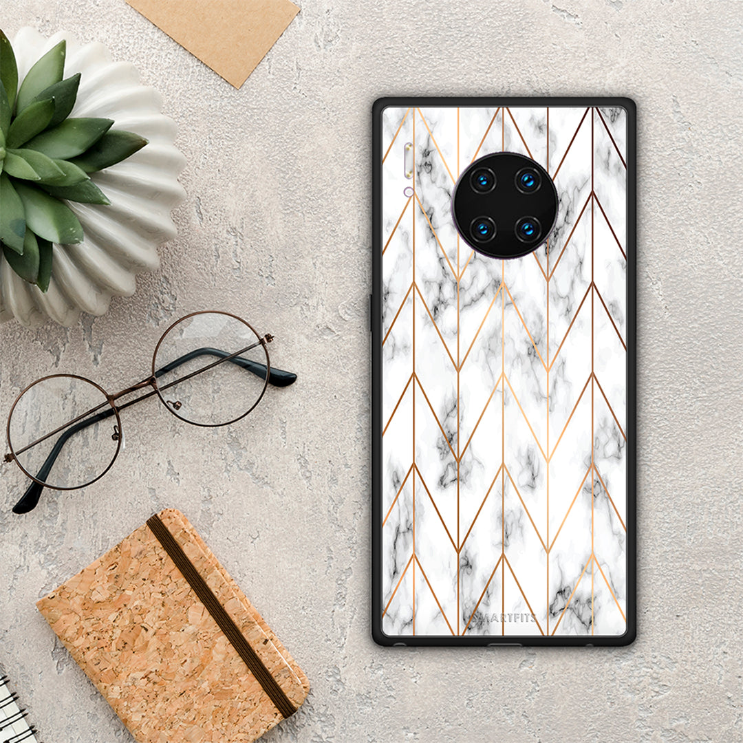 Marble Gold Geometric - Huawei Mate 30 Pro θήκη