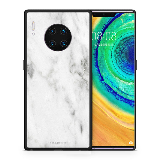 Θήκη Huawei Mate 30 Pro White Marble από τη Smartfits με σχέδιο στο πίσω μέρος και μαύρο περίβλημα | Huawei Mate 30 Pro White Marble case with colorful back and black bezels