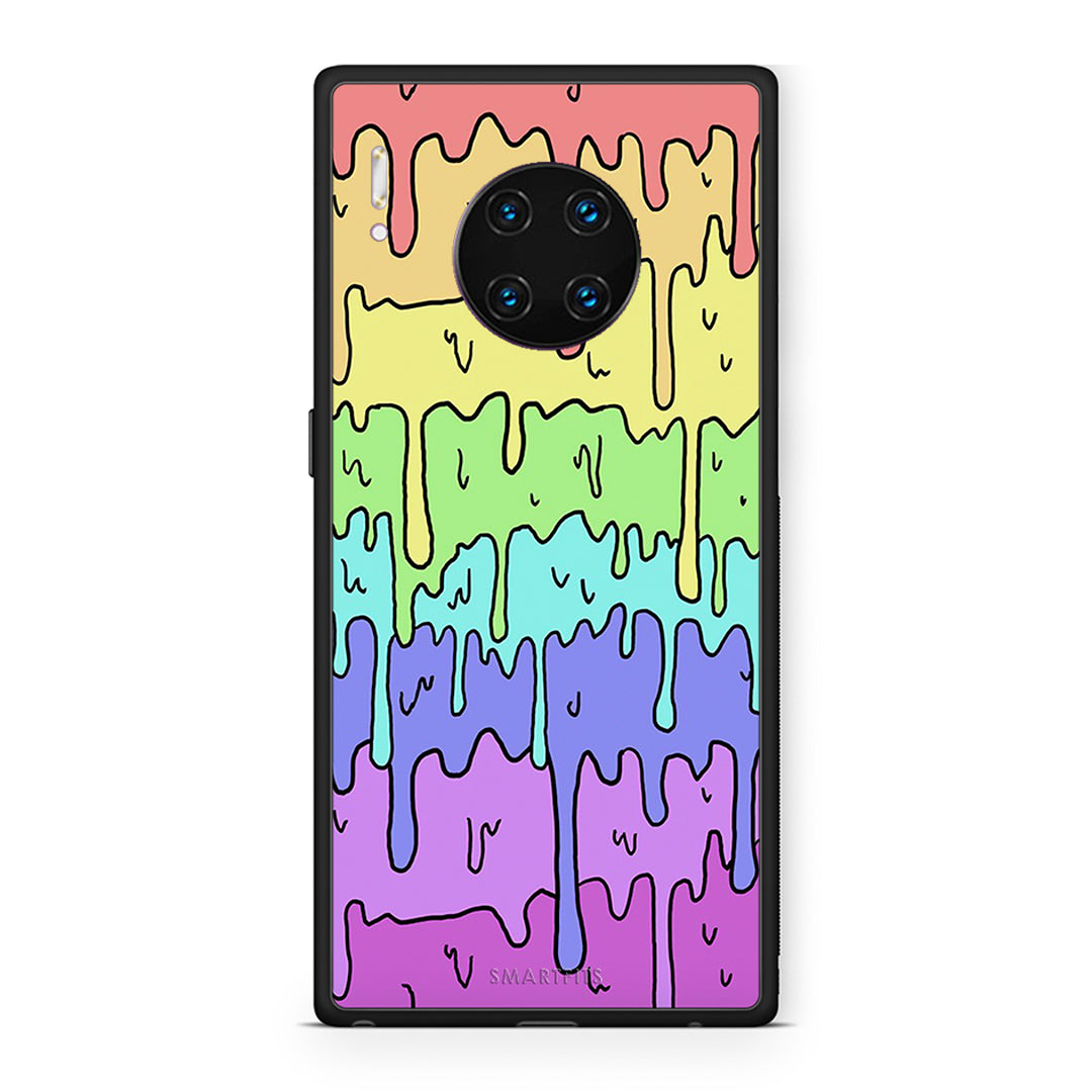 Huawei Mate 30 Pro Melting Rainbow θήκη από τη Smartfits με σχέδιο στο πίσω μέρος και μαύρο περίβλημα | Smartphone case with colorful back and black bezels by Smartfits