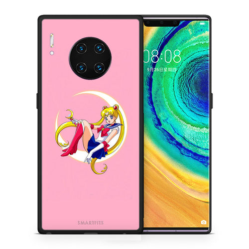 Θήκη Huawei Mate 30 Pro Moon Girl από τη Smartfits με σχέδιο στο πίσω μέρος και μαύρο περίβλημα | Huawei Mate 30 Pro Moon Girl case with colorful back and black bezels