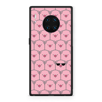Huawei Mate 30 Pro Pig Glasses θήκη από τη Smartfits με σχέδιο στο πίσω μέρος και μαύρο περίβλημα | Smartphone case with colorful back and black bezels by Smartfits