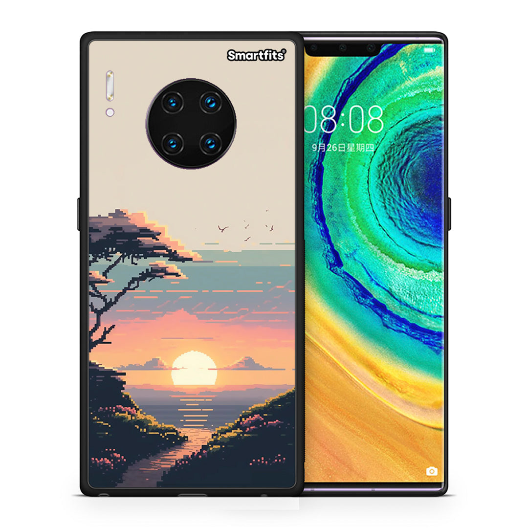 Θήκη Huawei Mate 30 Pro Pixel Sunset από τη Smartfits με σχέδιο στο πίσω μέρος και μαύρο περίβλημα | Huawei Mate 30 Pro Pixel Sunset case with colorful back and black bezels