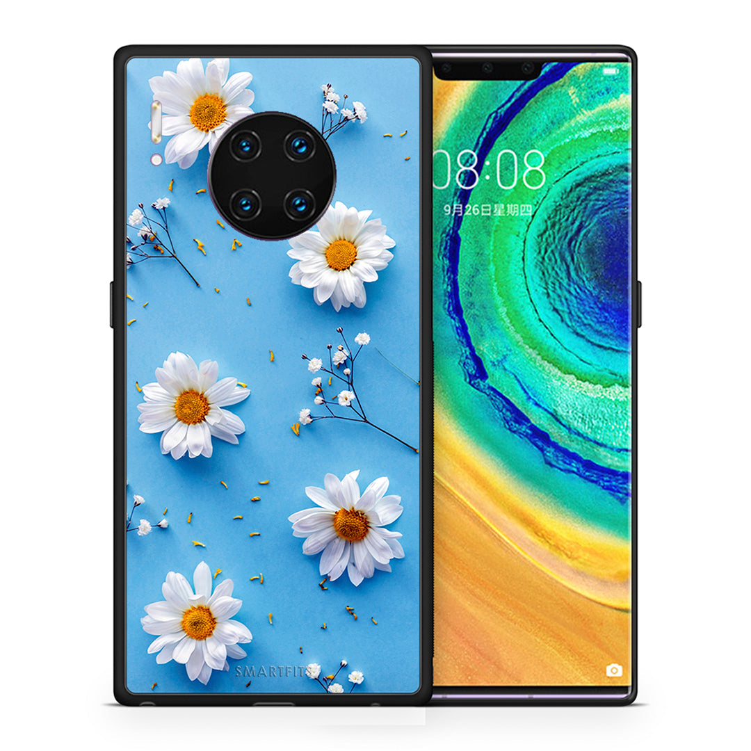 Θήκη Huawei Mate 30 Pro Real Daisies από τη Smartfits με σχέδιο στο πίσω μέρος και μαύρο περίβλημα | Huawei Mate 30 Pro Real Daisies case with colorful back and black bezels