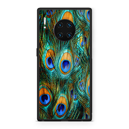 Huawei Mate 30 Pro Real Peacock Feathers θήκη από τη Smartfits με σχέδιο στο πίσω μέρος και μαύρο περίβλημα | Smartphone case with colorful back and black bezels by Smartfits