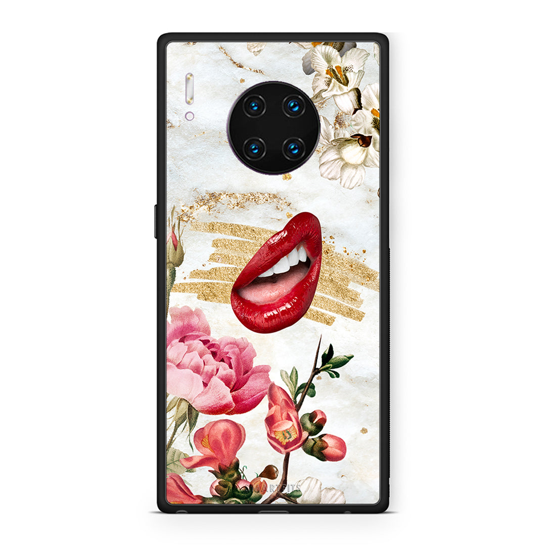 Huawei Mate 30 Pro Red Lips θήκη από τη Smartfits με σχέδιο στο πίσω μέρος και μαύρο περίβλημα | Smartphone case with colorful back and black bezels by Smartfits