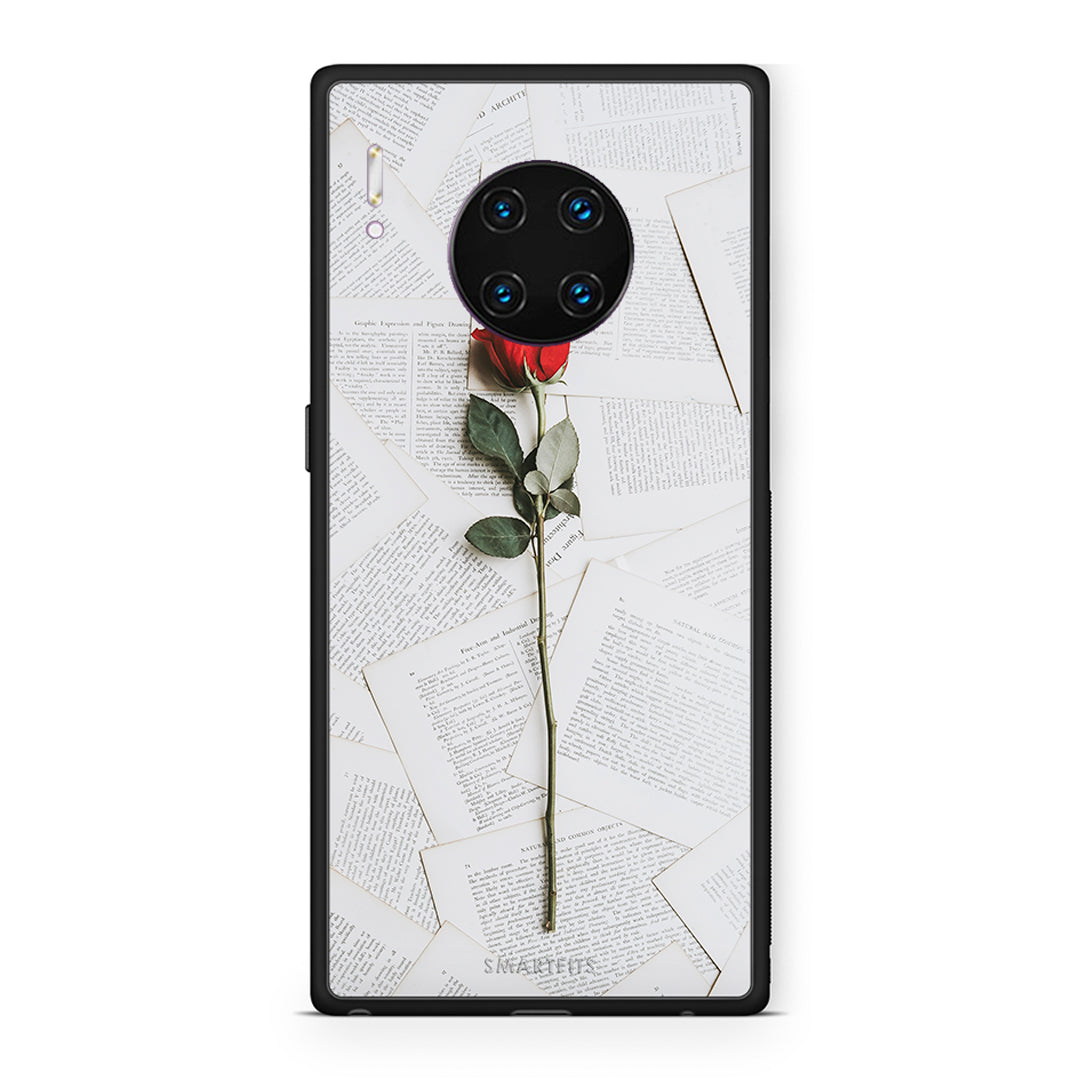 Huawei Mate 30 Pro Red Rose θήκη από τη Smartfits με σχέδιο στο πίσω μέρος και μαύρο περίβλημα | Smartphone case with colorful back and black bezels by Smartfits