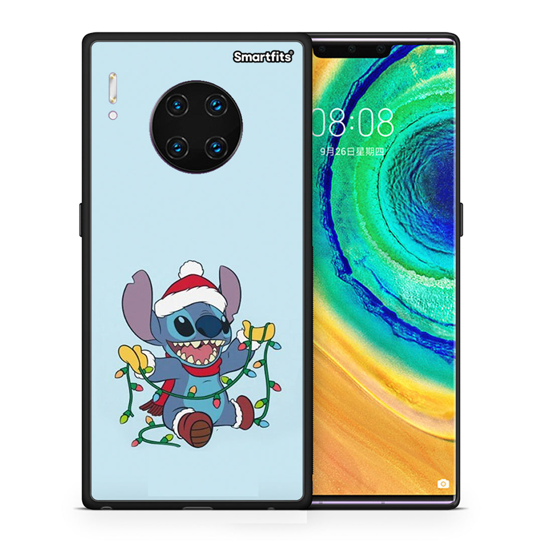 Θήκη Huawei Mate 30 Pro Santa Stich από τη Smartfits με σχέδιο στο πίσω μέρος και μαύρο περίβλημα | Huawei Mate 30 Pro Santa Stich case with colorful back and black bezels