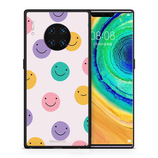 Θήκη Huawei Mate 30 Pro Smiley Faces από τη Smartfits με σχέδιο στο πίσω μέρος και μαύρο περίβλημα | Huawei Mate 30 Pro Smiley Faces case with colorful back and black bezels