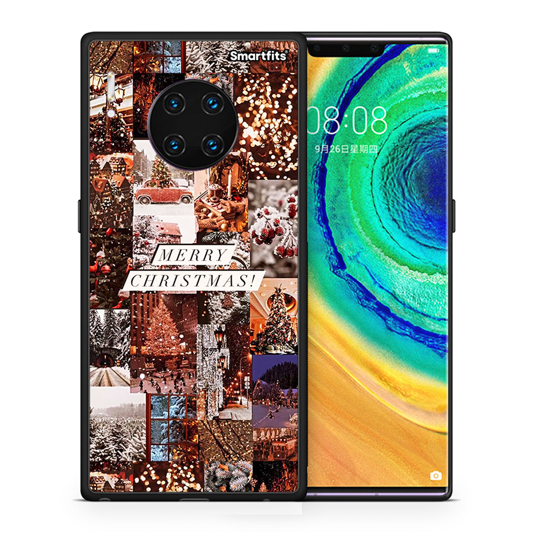 Θήκη Huawei Mate 30 Pro Xmas Collage από τη Smartfits με σχέδιο στο πίσω μέρος και μαύρο περίβλημα | Huawei Mate 30 Pro Xmas Collage case with colorful back and black bezels