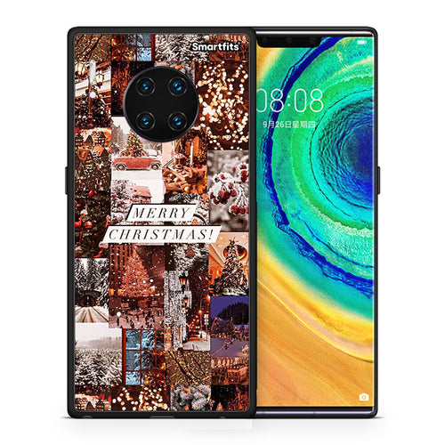 Θήκη Huawei Mate 30 Pro Xmas Collage από τη Smartfits με σχέδιο στο πίσω μέρος και μαύρο περίβλημα | Huawei Mate 30 Pro Xmas Collage case with colorful back and black bezels