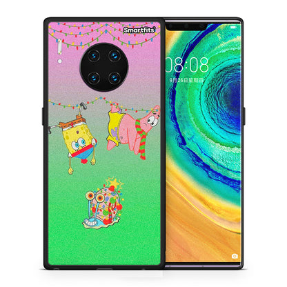 Θήκη Huawei Mate 30 Pro Xmas Lights από τη Smartfits με σχέδιο στο πίσω μέρος και μαύρο περίβλημα | Huawei Mate 30 Pro Xmas Lights case with colorful back and black bezels