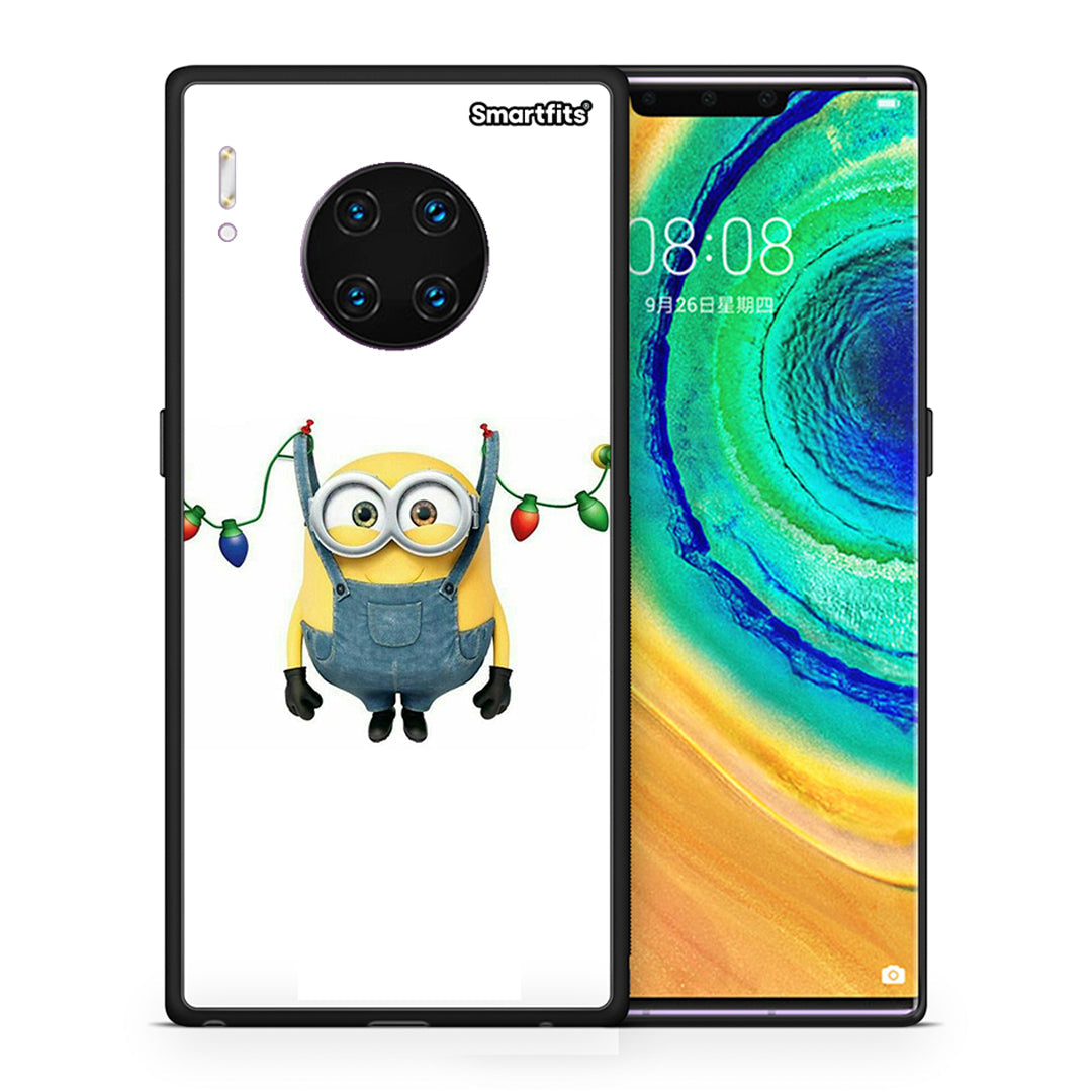 Θήκη Huawei Mate 30 Pro Xmas Minion Lights από τη Smartfits με σχέδιο στο πίσω μέρος και μαύρο περίβλημα | Huawei Mate 30 Pro Xmas Minion Lights case with colorful back and black bezels