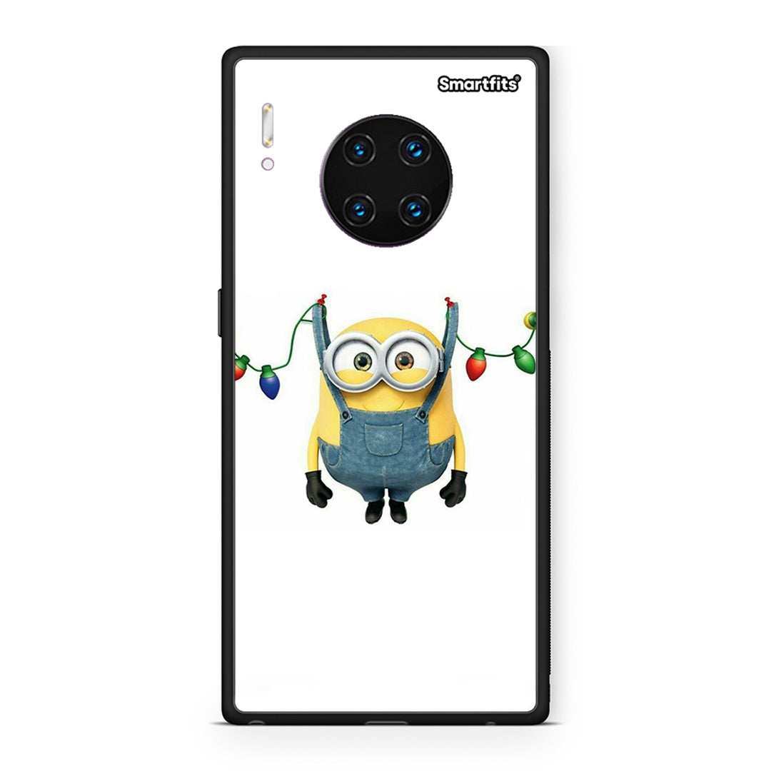 Huawei Mate 30 Pro Xmas Minion Lights θήκη από τη Smartfits με σχέδιο στο πίσω μέρος και μαύρο περίβλημα | Smartphone case with colorful back and black bezels by Smartfits