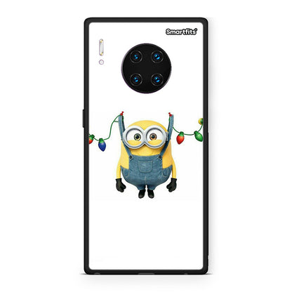 Huawei Mate 30 Pro Xmas Minion Lights θήκη από τη Smartfits με σχέδιο στο πίσω μέρος και μαύρο περίβλημα | Smartphone case with colorful back and black bezels by Smartfits