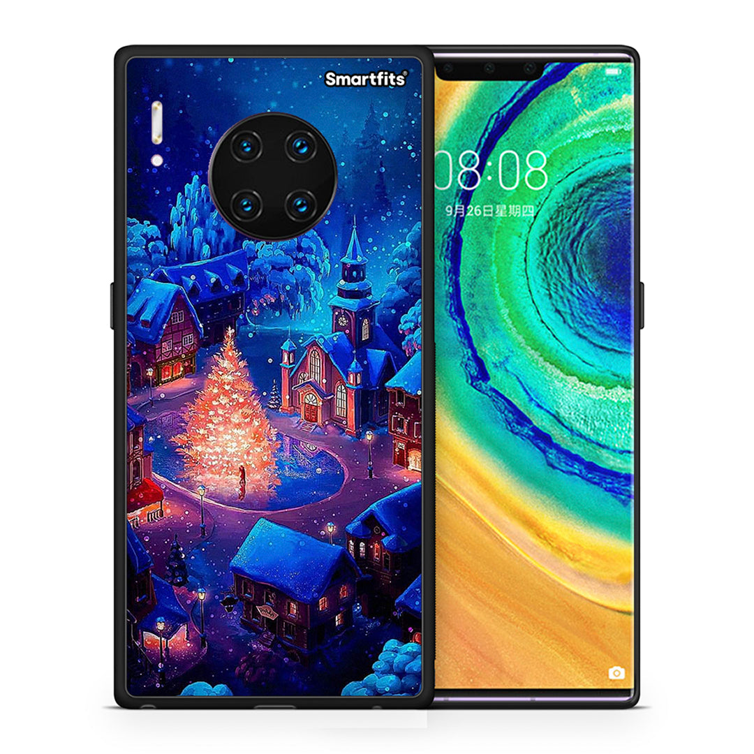 Θήκη Huawei Mate 30 Pro Xmas Village από τη Smartfits με σχέδιο στο πίσω μέρος και μαύρο περίβλημα | Huawei Mate 30 Pro Xmas Village case with colorful back and black bezels