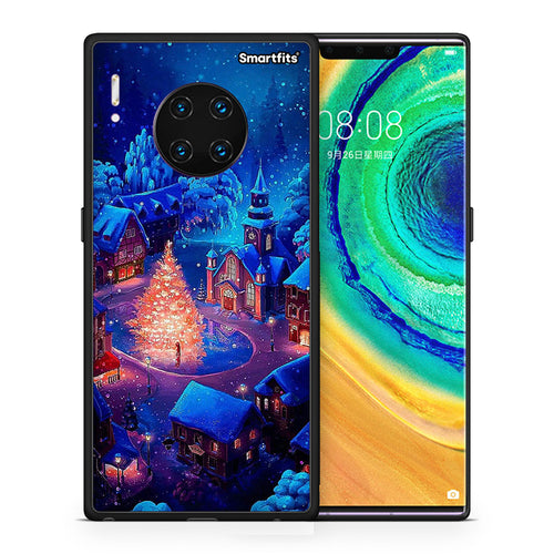 Θήκη Huawei Mate 30 Pro Xmas Village από τη Smartfits με σχέδιο στο πίσω μέρος και μαύρο περίβλημα | Huawei Mate 30 Pro Xmas Village case with colorful back and black bezels