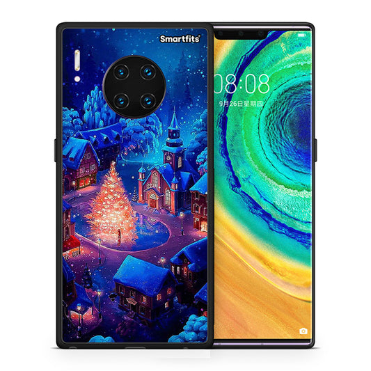 Θήκη Huawei Mate 30 Pro Xmas Village από τη Smartfits με σχέδιο στο πίσω μέρος και μαύρο περίβλημα | Huawei Mate 30 Pro Xmas Village case with colorful back and black bezels