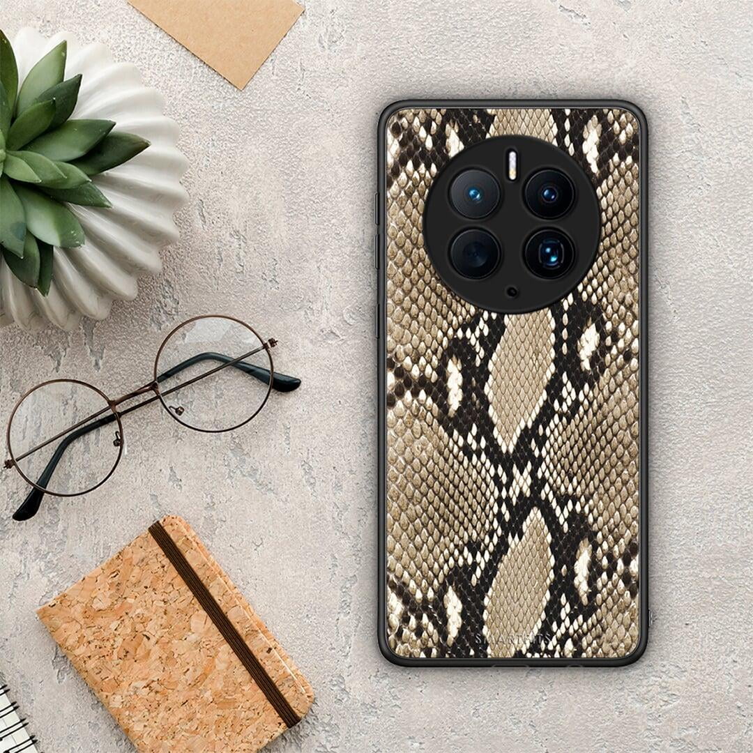 Θήκη Huawei Mate 50 Pro Animal Fashion Snake από τη Smartfits με σχέδιο στο πίσω μέρος και μαύρο περίβλημα | Huawei Mate 50 Pro Animal Fashion Snake Case with Colorful Back and Black Bezels