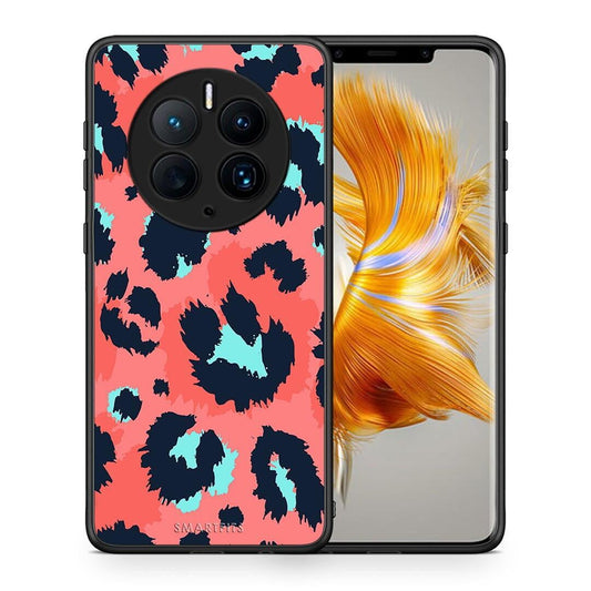 Θήκη Huawei Mate 50 Pro Animal Pink Leopard από τη Smartfits με σχέδιο στο πίσω μέρος και μαύρο περίβλημα | Huawei Mate 50 Pro Animal Pink Leopard Case with Colorful Back and Black Bezels