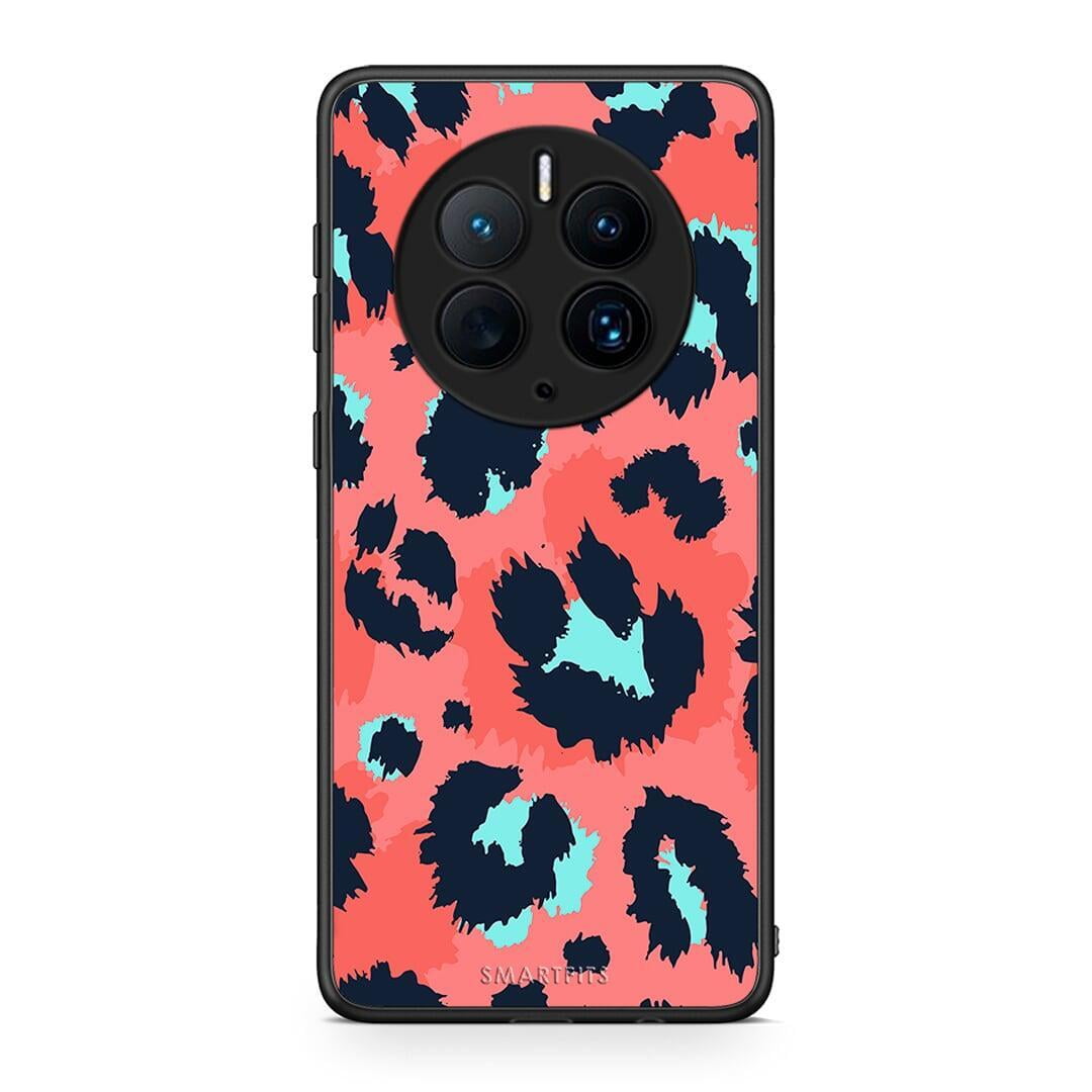 Θήκη Huawei Mate 50 Pro Animal Pink Leopard από τη Smartfits με σχέδιο στο πίσω μέρος και μαύρο περίβλημα | Huawei Mate 50 Pro Animal Pink Leopard Case with Colorful Back and Black Bezels