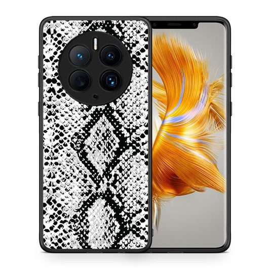 Θήκη Huawei Mate 50 Pro Animal White Snake από τη Smartfits με σχέδιο στο πίσω μέρος και μαύρο περίβλημα | Huawei Mate 50 Pro Animal White Snake Case with Colorful Back and Black Bezels