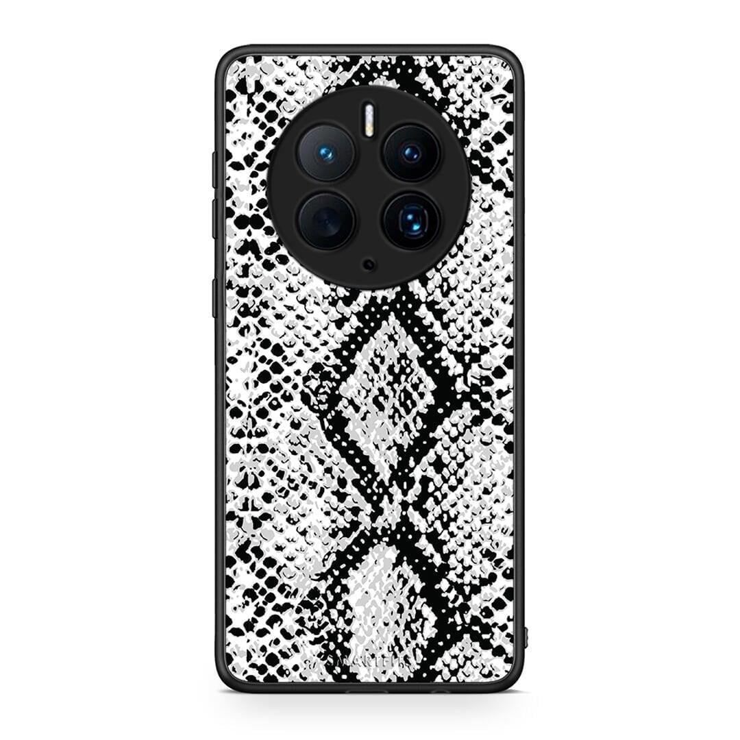 Θήκη Huawei Mate 50 Pro Animal White Snake από τη Smartfits με σχέδιο στο πίσω μέρος και μαύρο περίβλημα | Huawei Mate 50 Pro Animal White Snake Case with Colorful Back and Black Bezels