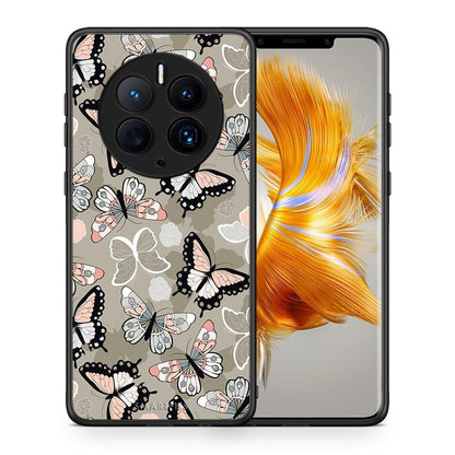 Θήκη Huawei Mate 50 Pro Boho Butterflies από τη Smartfits με σχέδιο στο πίσω μέρος και μαύρο περίβλημα | Huawei Mate 50 Pro Boho Butterflies Case with Colorful Back and Black Bezels
