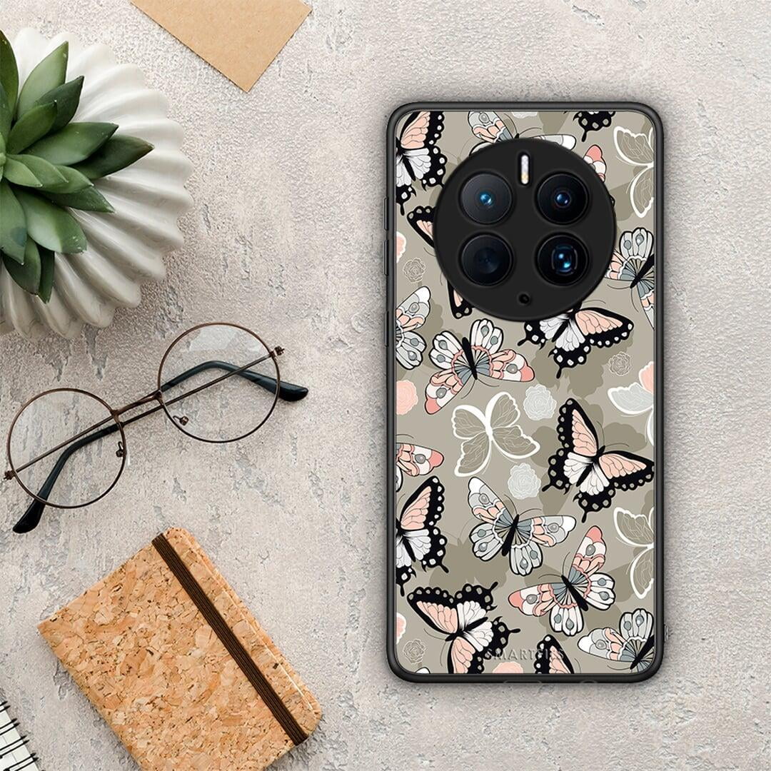 Θήκη Huawei Mate 50 Pro Boho Butterflies από τη Smartfits με σχέδιο στο πίσω μέρος και μαύρο περίβλημα | Huawei Mate 50 Pro Boho Butterflies Case with Colorful Back and Black Bezels