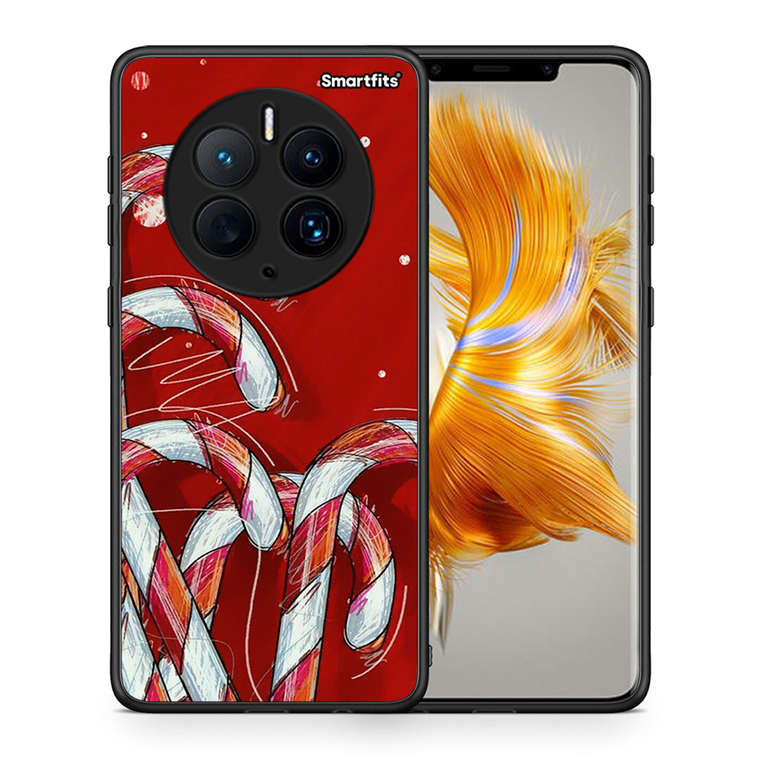 Θήκη Huawei Mate 50 Pro Candy Cane από τη Smartfits με σχέδιο στο πίσω μέρος και μαύρο περίβλημα | Huawei Mate 50 Pro Candy Cane Case with Colorful Back and Black Bezels