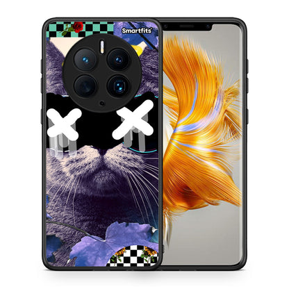 Θήκη Huawei Mate 50 Pro Cat Collage από τη Smartfits με σχέδιο στο πίσω μέρος και μαύρο περίβλημα | Huawei Mate 50 Pro Cat Collage Case with Colorful Back and Black Bezels