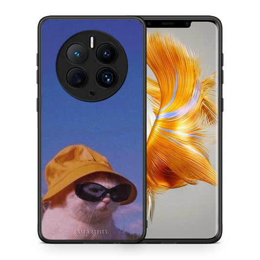 Θήκη Huawei Mate 50 Pro Cat Diva από τη Smartfits με σχέδιο στο πίσω μέρος και μαύρο περίβλημα | Huawei Mate 50 Pro Cat Diva Case with Colorful Back and Black Bezels