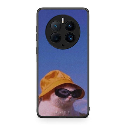 Θήκη Huawei Mate 50 Pro Cat Diva από τη Smartfits με σχέδιο στο πίσω μέρος και μαύρο περίβλημα | Huawei Mate 50 Pro Cat Diva Case with Colorful Back and Black Bezels