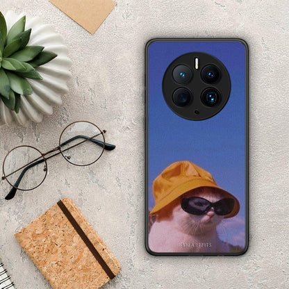 Θήκη Huawei Mate 50 Pro Cat Diva από τη Smartfits με σχέδιο στο πίσω μέρος και μαύρο περίβλημα | Huawei Mate 50 Pro Cat Diva Case with Colorful Back and Black Bezels