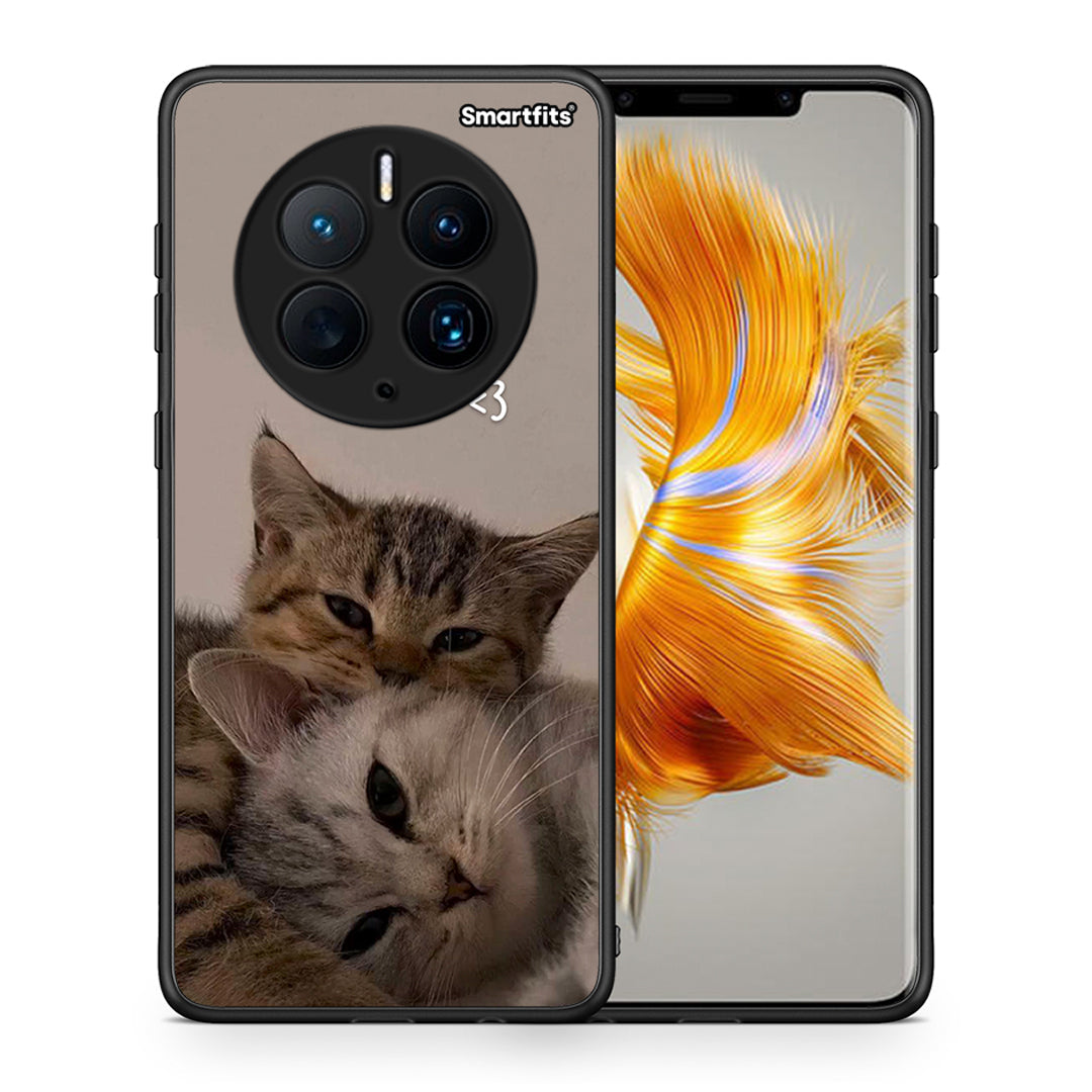 Θήκη Huawei Mate 50 Pro Cats In Love από τη Smartfits με σχέδιο στο πίσω μέρος και μαύρο περίβλημα | Huawei Mate 50 Pro Cats In Love Case with Colorful Back and Black Bezels