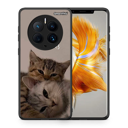 Θήκη Huawei Mate 50 Pro Cats In Love από τη Smartfits με σχέδιο στο πίσω μέρος και μαύρο περίβλημα | Huawei Mate 50 Pro Cats In Love Case with Colorful Back and Black Bezels