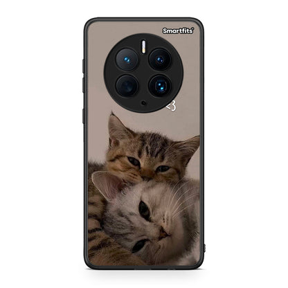 Θήκη Huawei Mate 50 Pro Cats In Love από τη Smartfits με σχέδιο στο πίσω μέρος και μαύρο περίβλημα | Huawei Mate 50 Pro Cats In Love Case with Colorful Back and Black Bezels