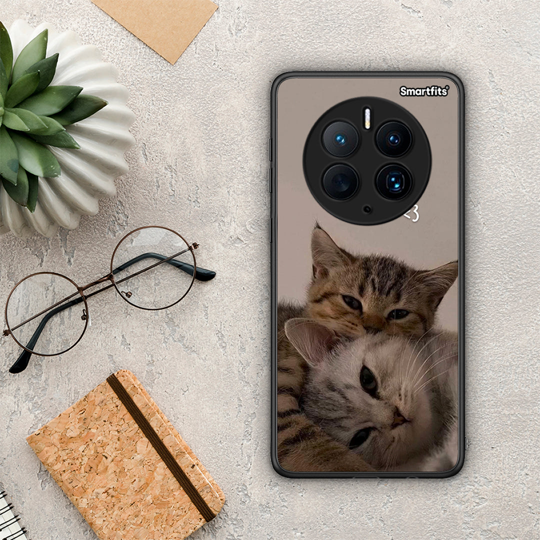 Θήκη Huawei Mate 50 Pro Cats In Love από τη Smartfits με σχέδιο στο πίσω μέρος και μαύρο περίβλημα | Huawei Mate 50 Pro Cats In Love Case with Colorful Back and Black Bezels