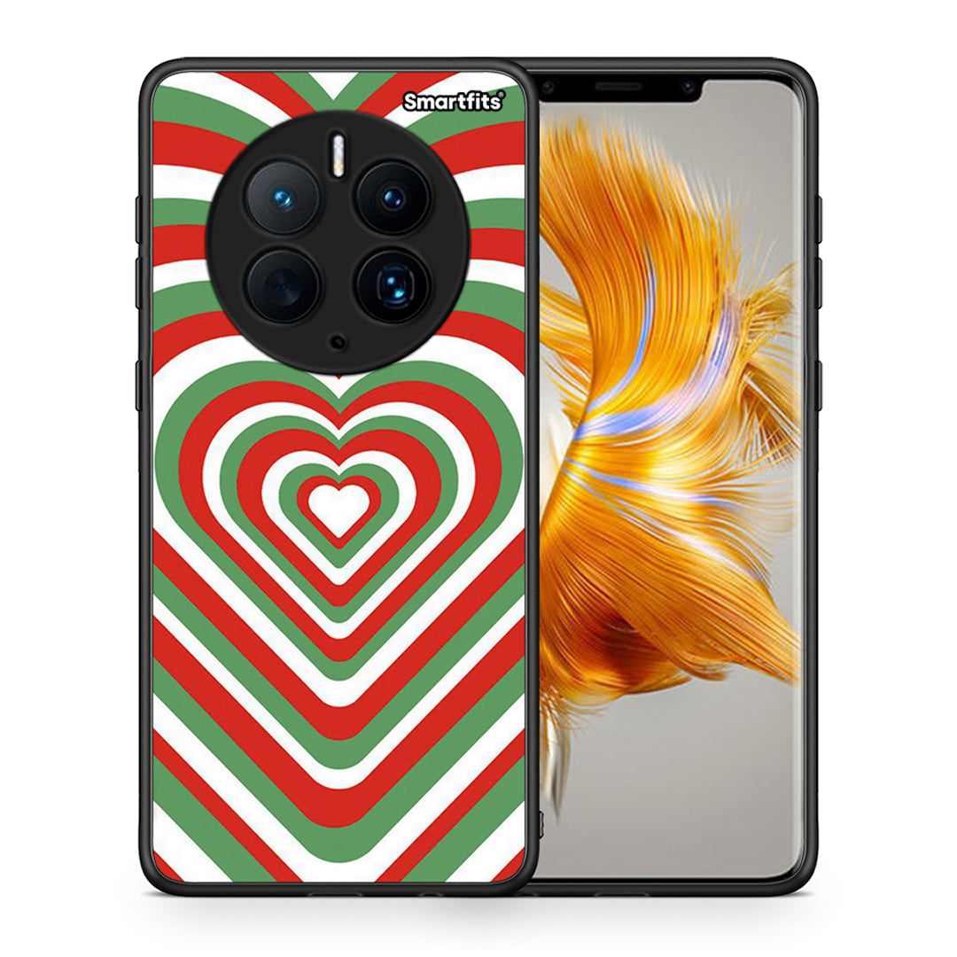 Θήκη Huawei Mate 50 Pro Christmas Hearts από τη Smartfits με σχέδιο στο πίσω μέρος και μαύρο περίβλημα | Huawei Mate 50 Pro Christmas Hearts Case with Colorful Back and Black Bezels