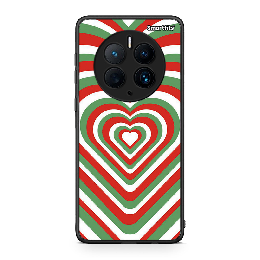 Θήκη Huawei Mate 50 Pro Christmas Hearts από τη Smartfits με σχέδιο στο πίσω μέρος και μαύρο περίβλημα | Huawei Mate 50 Pro Christmas Hearts Case with Colorful Back and Black Bezels