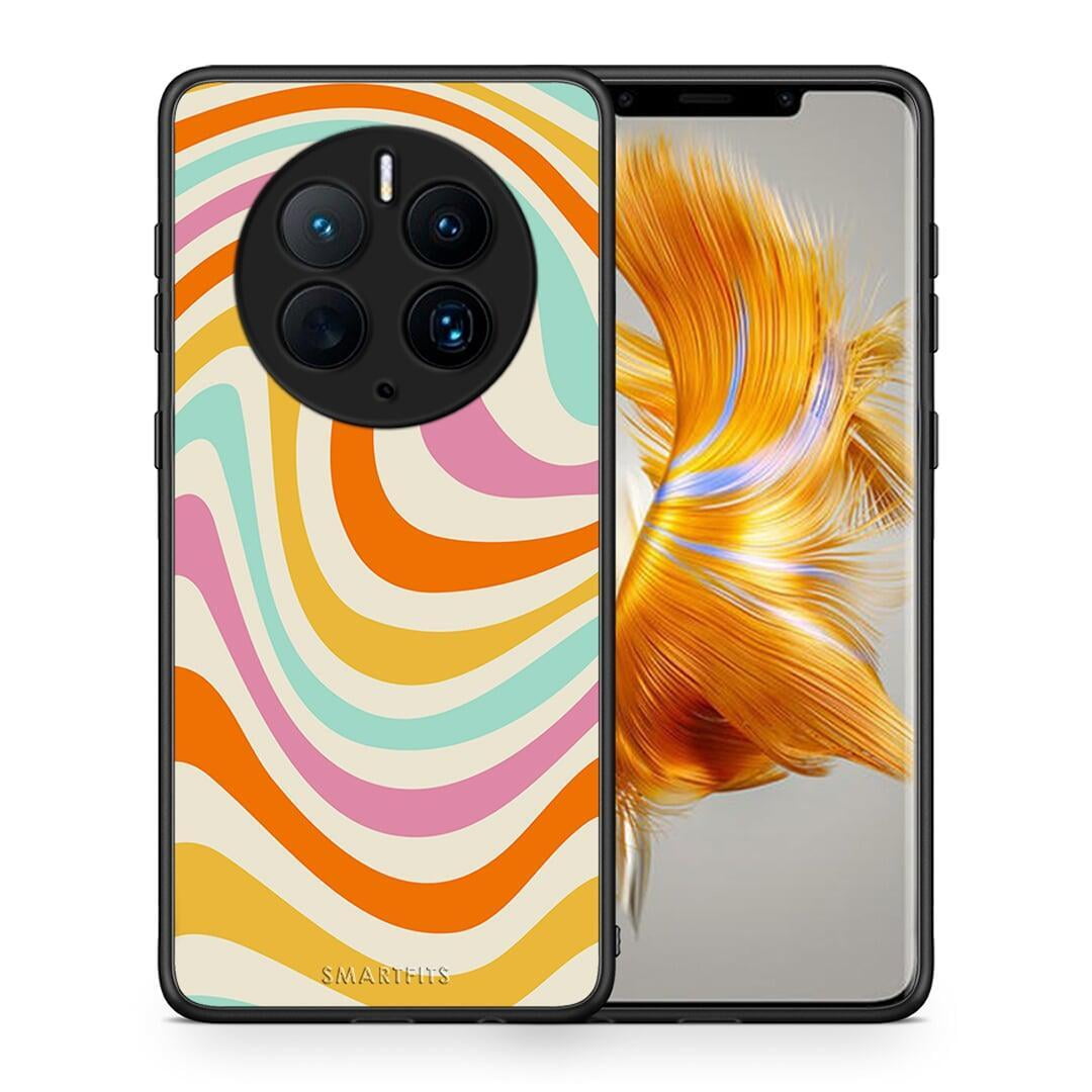 Θήκη Huawei Mate 50 Pro Colourful Waves από τη Smartfits με σχέδιο στο πίσω μέρος και μαύρο περίβλημα | Huawei Mate 50 Pro Colourful Waves Case with Colorful Back and Black Bezels