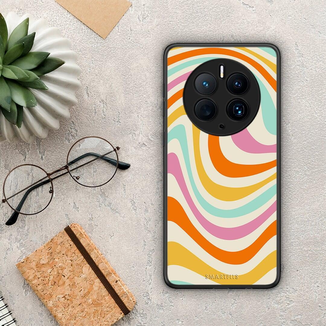 Θήκη Huawei Mate 50 Pro Colourful Waves από τη Smartfits με σχέδιο στο πίσω μέρος και μαύρο περίβλημα | Huawei Mate 50 Pro Colourful Waves Case with Colorful Back and Black Bezels