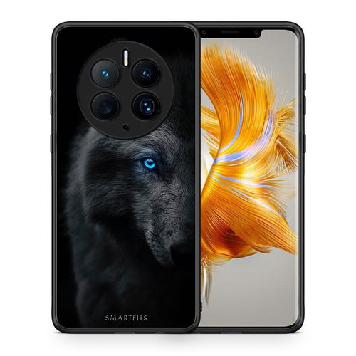 Θήκη Huawei Mate 50 Pro Dark Wolf από τη Smartfits με σχέδιο στο πίσω μέρος και μαύρο περίβλημα | Huawei Mate 50 Pro Dark Wolf Case with Colorful Back and Black Bezels