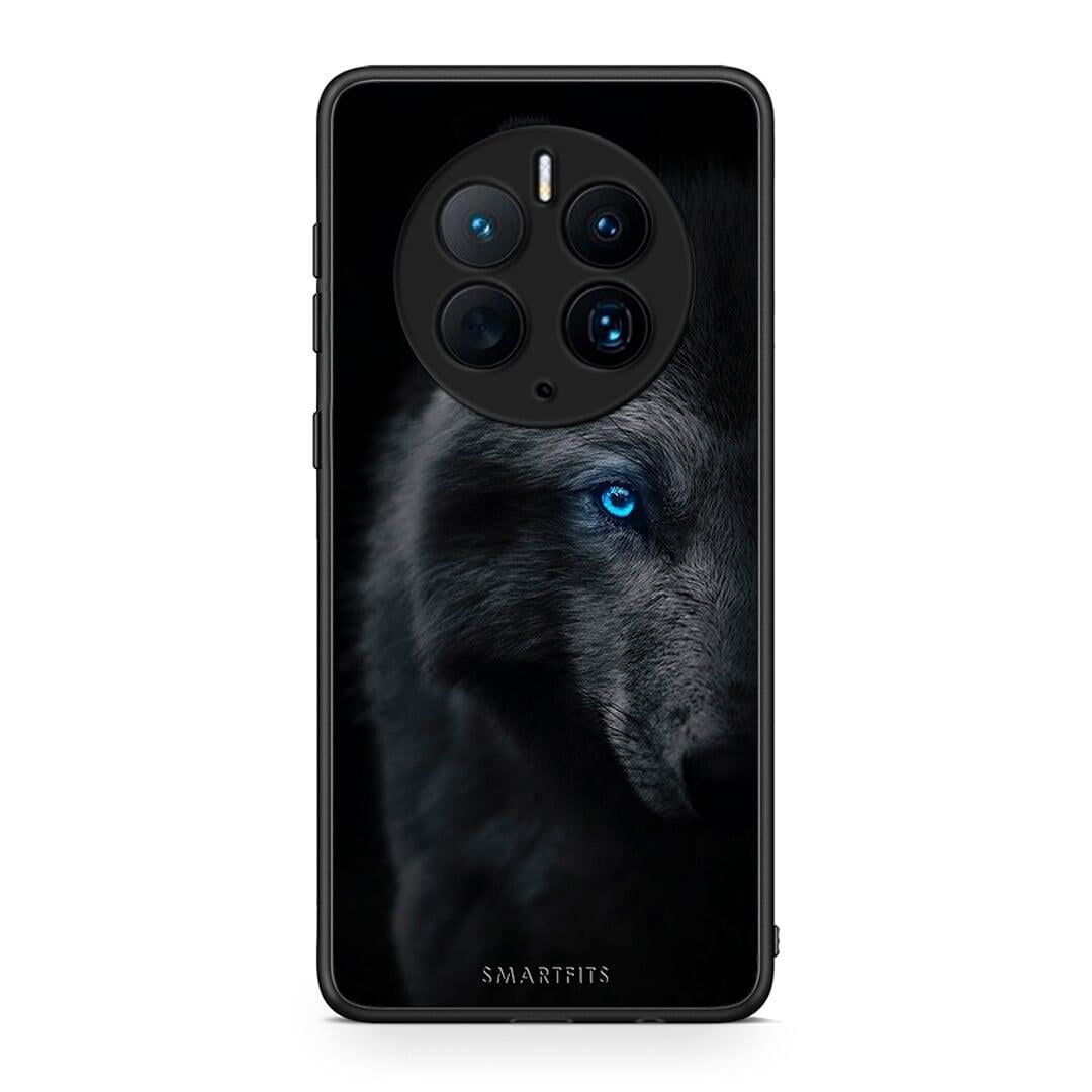Θήκη Huawei Mate 50 Pro Dark Wolf από τη Smartfits με σχέδιο στο πίσω μέρος και μαύρο περίβλημα | Huawei Mate 50 Pro Dark Wolf Case with Colorful Back and Black Bezels