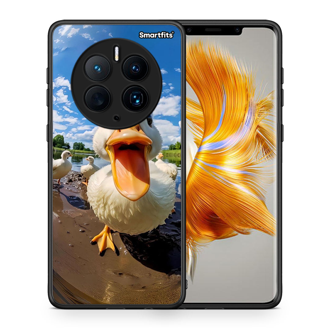 Θήκη Huawei Mate 50 Pro Duck Face από τη Smartfits με σχέδιο στο πίσω μέρος και μαύρο περίβλημα | Huawei Mate 50 Pro Duck Face Case with Colorful Back and Black Bezels