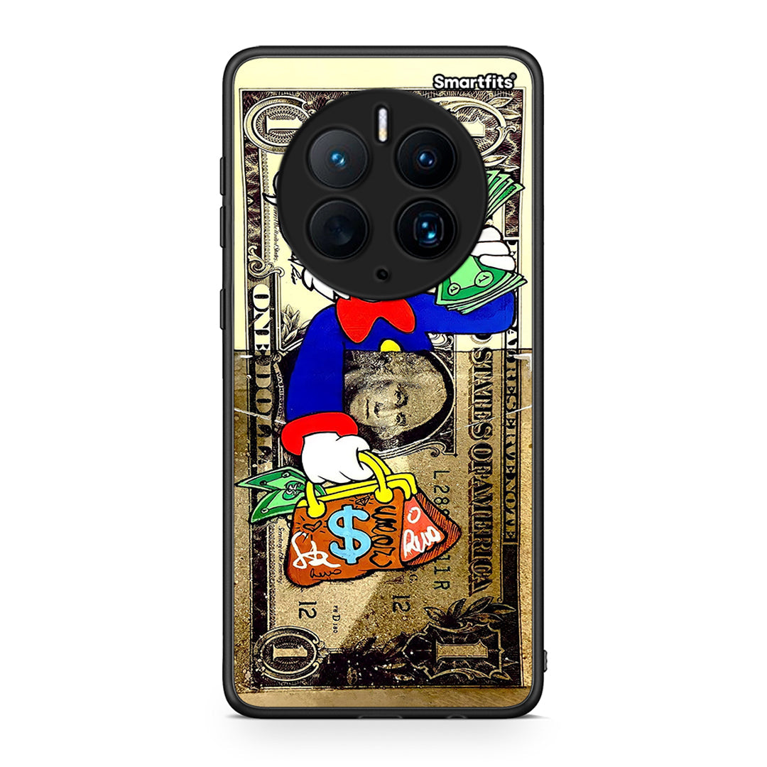 Θήκη Huawei Mate 50 Pro Duck Money από τη Smartfits με σχέδιο στο πίσω μέρος και μαύρο περίβλημα | Huawei Mate 50 Pro Duck Money Case with Colorful Back and Black Bezels