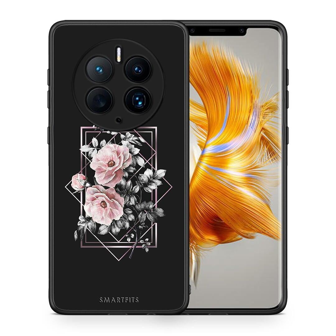 Θήκη Huawei Mate 50 Pro Flower Frame από τη Smartfits με σχέδιο στο πίσω μέρος και μαύρο περίβλημα | Huawei Mate 50 Pro Flower Frame Case with Colorful Back and Black Bezels