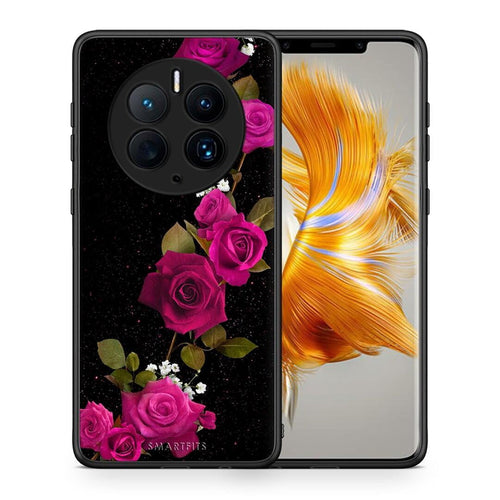 Θήκη Huawei Mate 50 Pro Flower Red Roses από τη Smartfits με σχέδιο στο πίσω μέρος και μαύρο περίβλημα | Huawei Mate 50 Pro Flower Red Roses Case with Colorful Back and Black Bezels