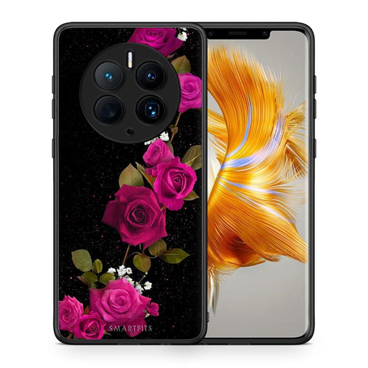 Θήκη Huawei Mate 50 Pro Flower Red Roses από τη Smartfits με σχέδιο στο πίσω μέρος και μαύρο περίβλημα | Huawei Mate 50 Pro Flower Red Roses Case with Colorful Back and Black Bezels